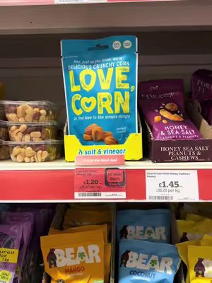TikTok post by @kabita_gurung2 for LOVE CORN. Caption reads: Quick snack 🌽@socialtiphq Ad@LOVE CORN UK.