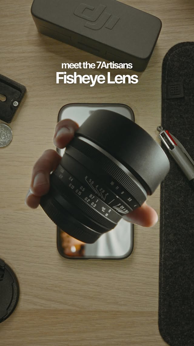 Instagram post by @bluelemon.films for 7artisans. Caption reads: [...] filming everything in 35mm. meet the....