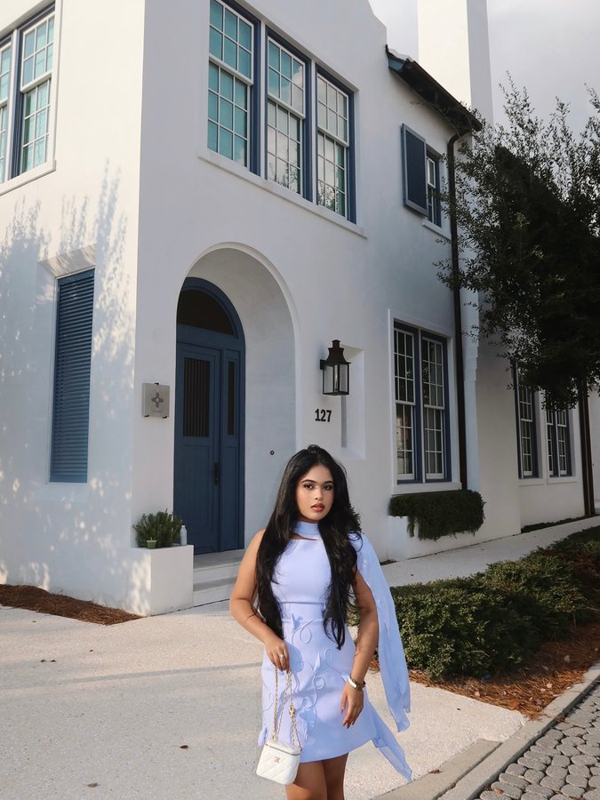 Instagram post by @_sadey for Meshki. Caption reads: Postcard moments in every corner 🤍 @meshki....