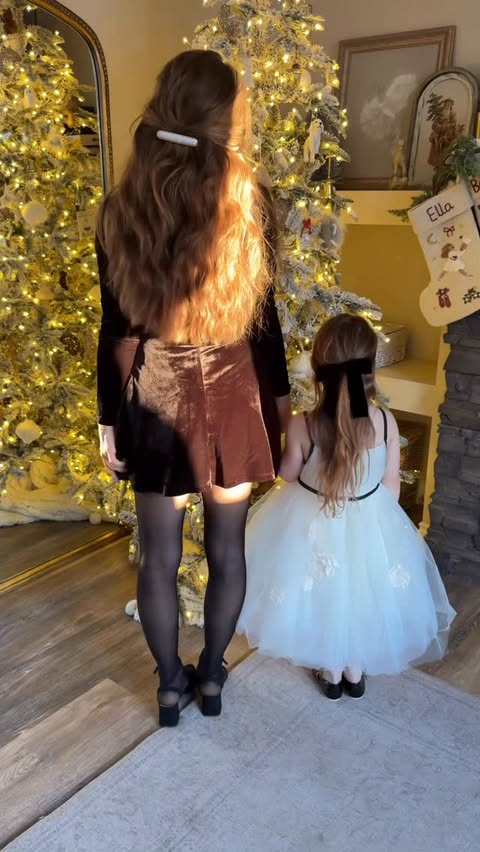 Instagram post by @laurenhadalittlelamb for King of Christmas. Caption reads: A festive outfit idea with me and my mini....