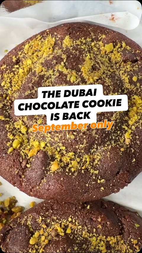 Instagram post by @peytwall for Tiff's Treats. Caption reads: [...] Go get the Dubai chocolate cookie at....