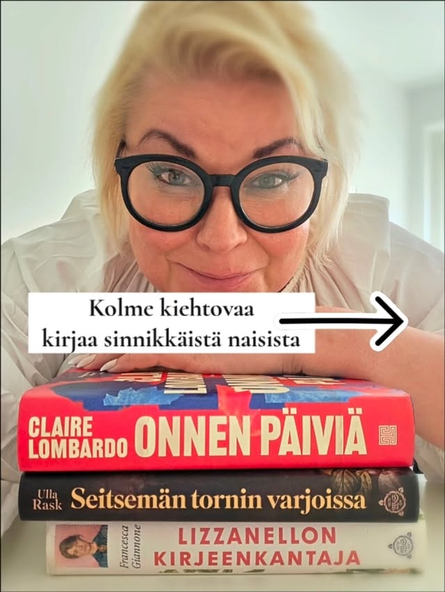 Instagram post by @minnakuukka for Kirja.fi. Caption reads: Mainos @kirja.fi mukana alekoodi! Lukutoukka [...].