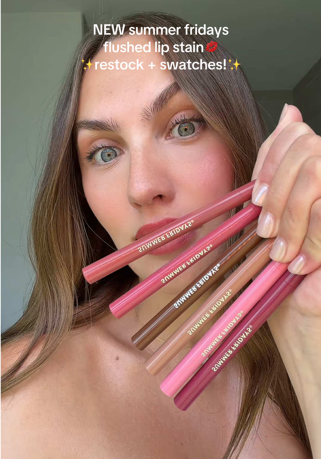 TikTok post by @daniellamagee for Summer Fridays. Caption reads: [...] they’re gone again💋 @Summer Fridays....