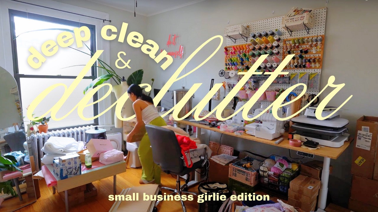 YouTube post by @monicarazak for ana luisa. Caption reads: the ULTIMATE deep clean & declutter small biz....