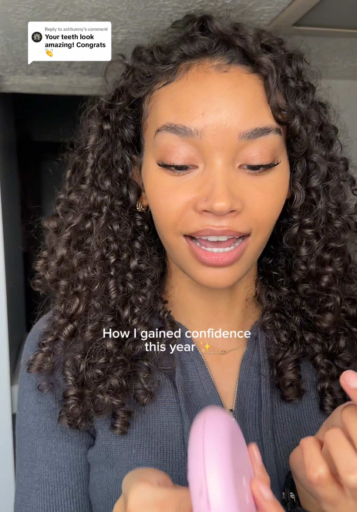 TikTok post by @kayleemalcolm for Invisalign. Caption reads: Replying to @ashhunny #Ad Officially done with my....