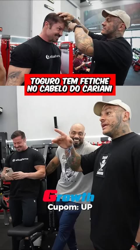 Instagram post by @canaldocariani for Growth Supplements. Caption reads: 🏷️ Cupom "UP" na @growthsupplements . . . Toguro....