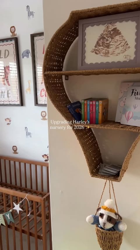 Instagram post by @lottiesfamilylife for Nursery Stickers. Caption reads: [...] to Harley’s new nursery 🥹✨ @nurserystickers....