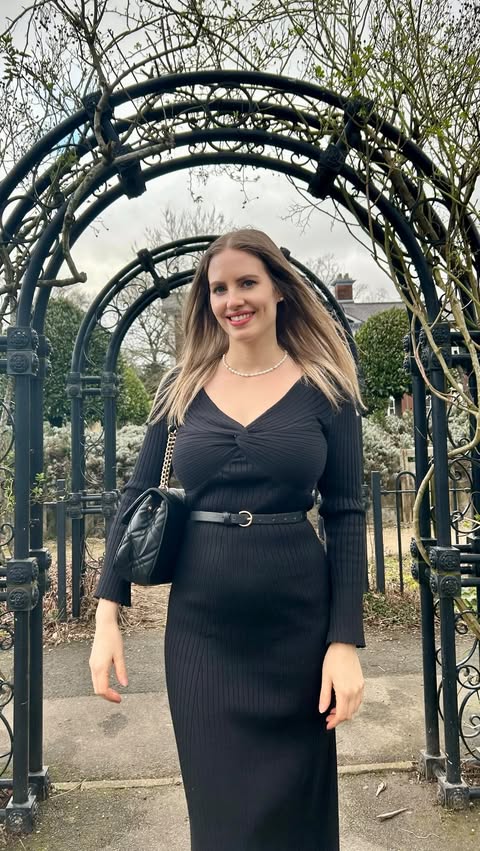 Instagram post by @lorettalotus for Allegra K. Caption reads: [...] and @wolfandbadger ✨ Black dress 🖤 by....
