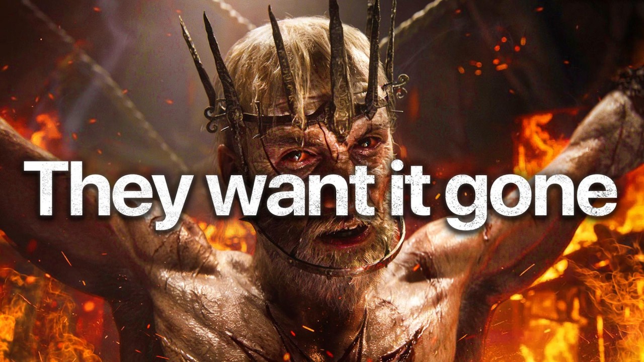 YouTube post by @LegendaryDrops for Displate. Caption reads: Larian is the enemy now.