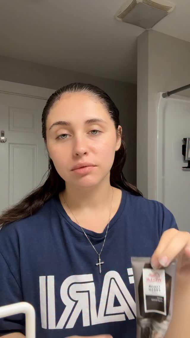 Instagram post by @brennadamico for Wella Professionals. Caption reads: I’ll try again…please hold😂 #dyingmyhair #hair.