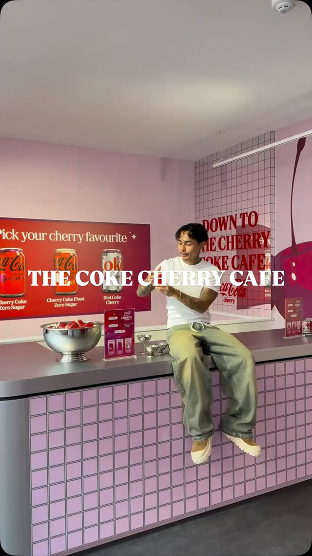 Instagram post by @yourboybenz for Coca-Cola GB & Ireland. Caption reads: AD You guys have to head down to The Cherry Coke....
