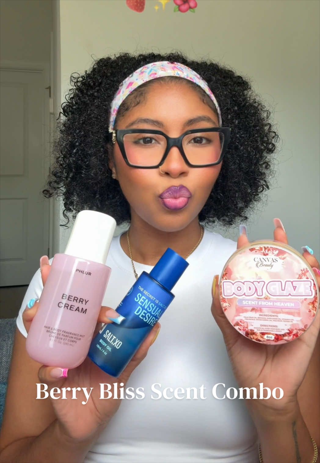 TikTok post by @moeeeey_ for Canvas Beauty Brand. Caption reads: [...] vanilla all mixed together 🍓✨ @CANVAS....