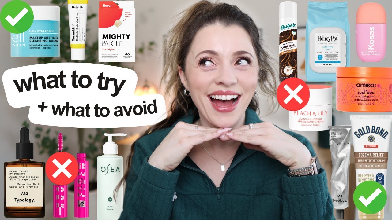 YouTube post by @itsjessicabraun for Typology. Caption reads: *45* Quick Beauty Reviews.... drugstore skincare,....