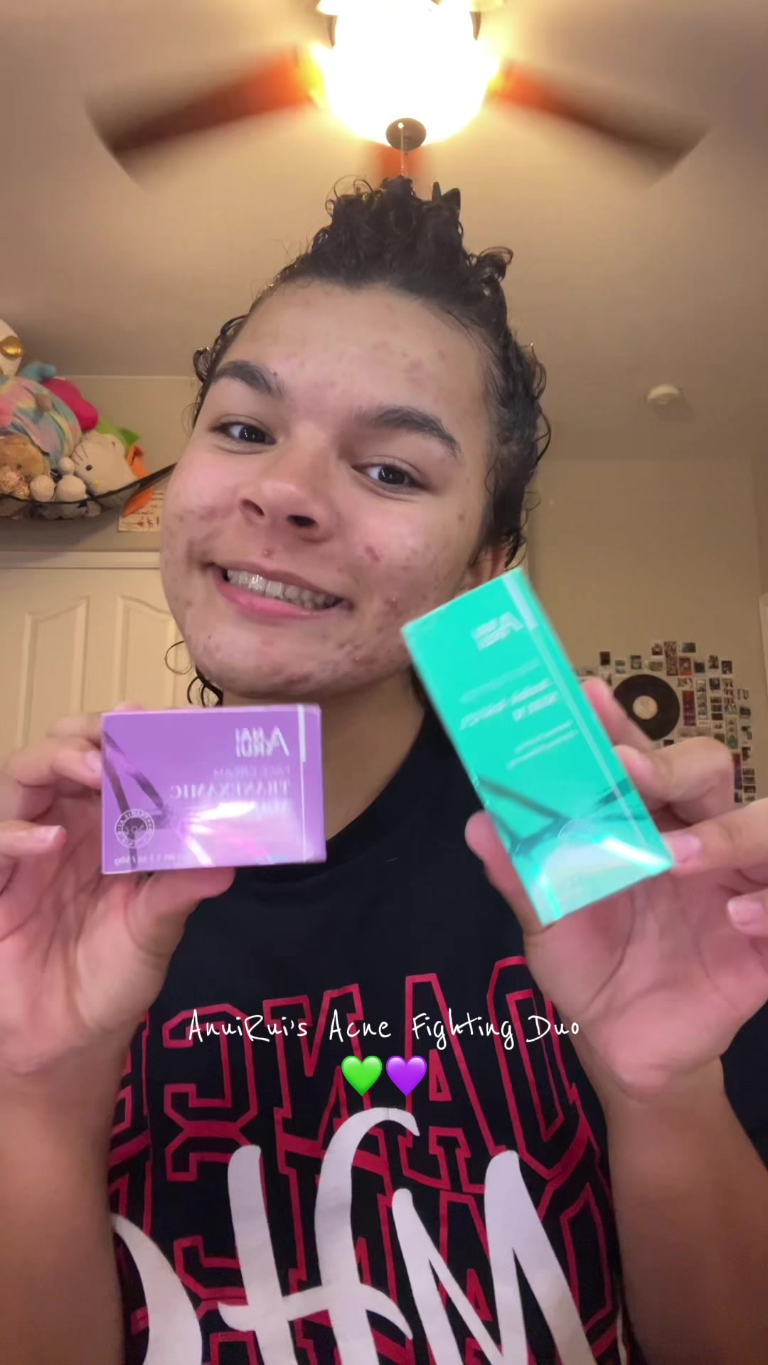 TikTok post by @lalaloopsiehaileybug for ANAIRUI Skin Care. Caption reads: [...] 💜. #lalaloopsiehaileybug #anairui....