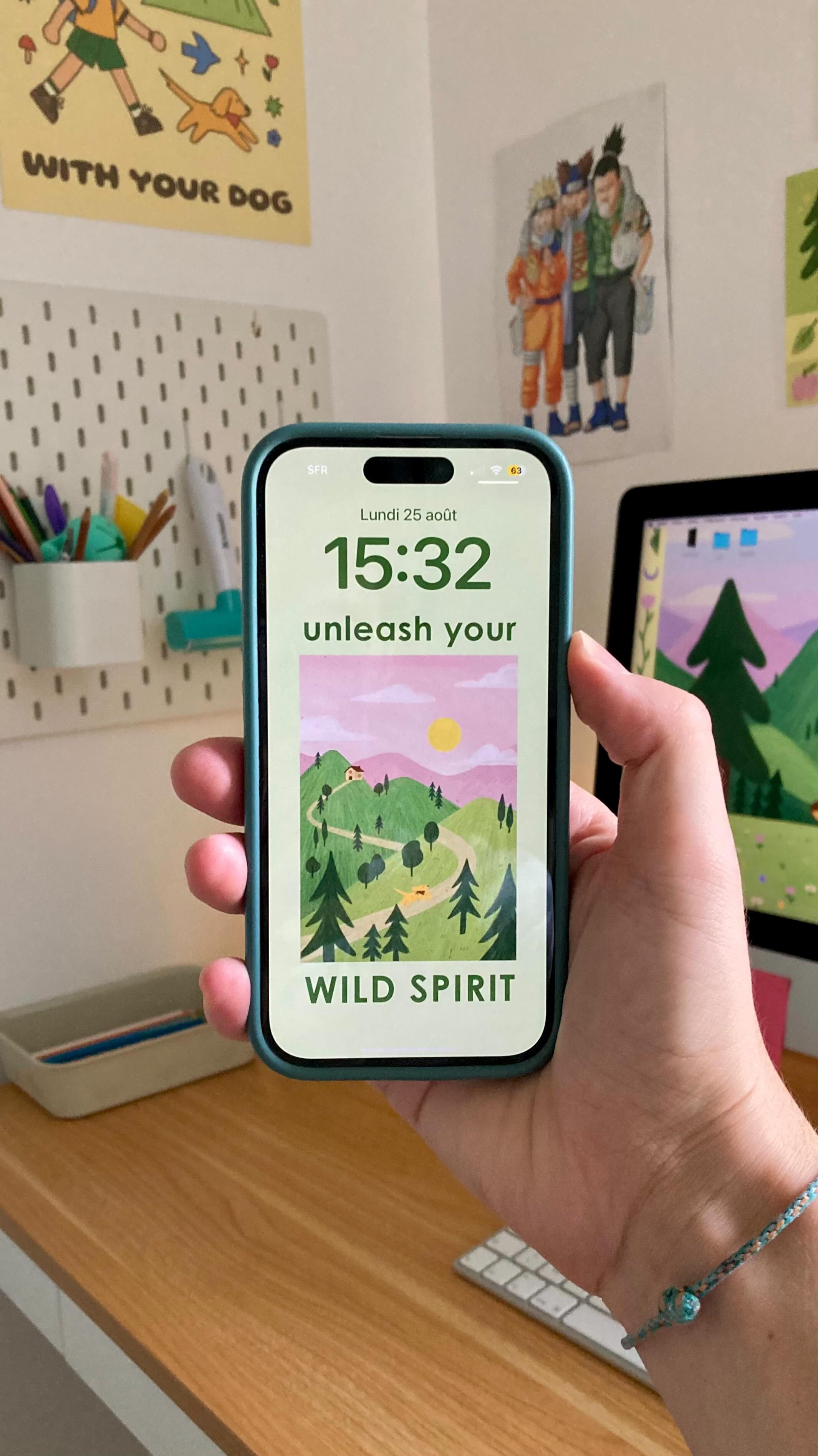 Instagram post by @konistudio for Kittl. Caption reads: Designing a phone wallpaper with @kittldesign....