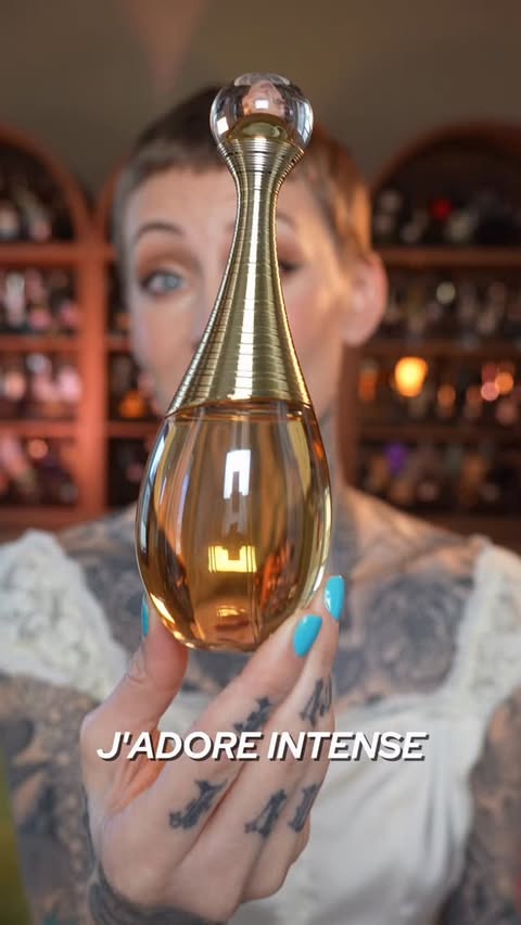 Instagram post by an influencer for Dior Beauty. Caption reads: [...] here! J’adore Intense by @diorbeauty ✨ .....