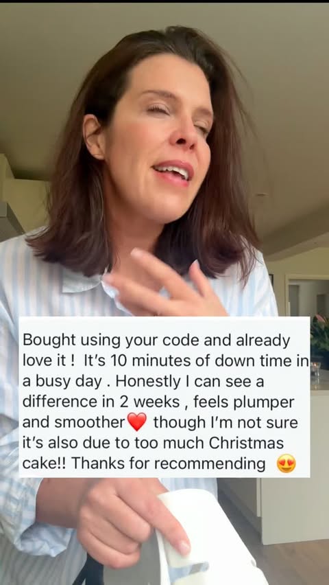 Instagram post by @40plusnotgivingupyet for currentbody. Caption reads: [...] one of the things I swear by | Ad....