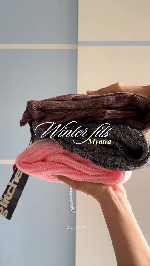 Instagram post by @kay.life173 for The Souled Store. Caption reads: Winter pullover cardigan Myntra haul ❄️ comment....