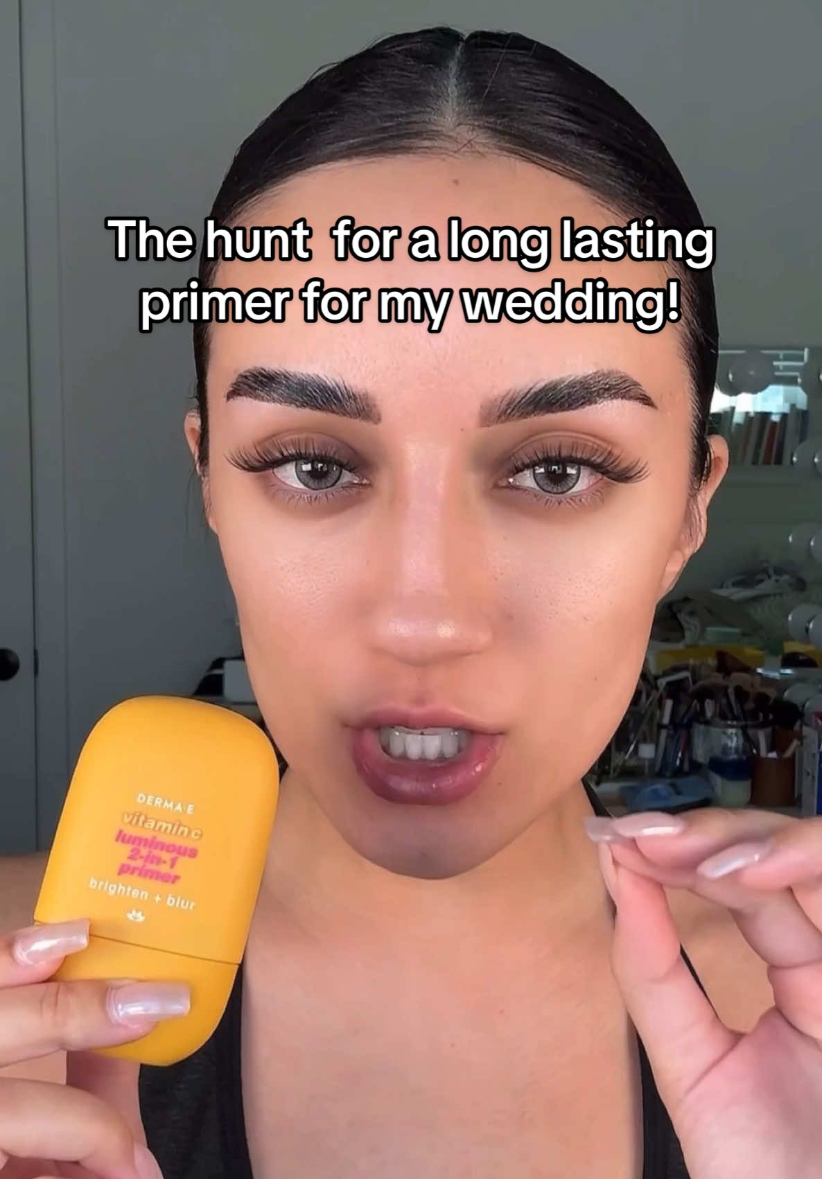 TikTok post by @youngcouture for DERMA•E. Caption reads: Putting the @DERMA E Vitamin C Luminous 2-in-1....