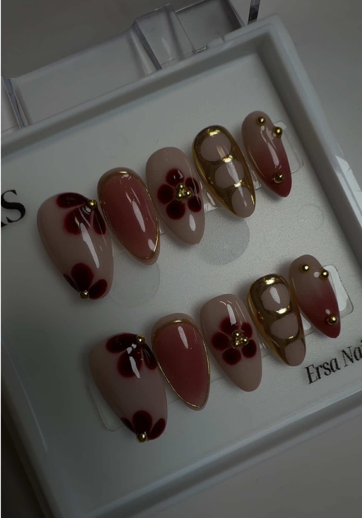 TikTok post by @yourtiredteacher_ for Ersa Nails. Caption reads: [...] busy but still need cute nails 😌💅 @Ersa....