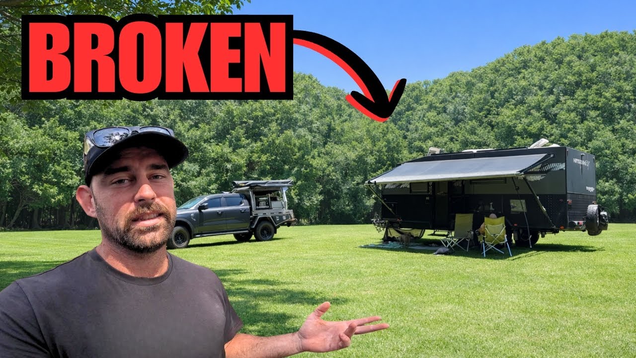 YouTube post by @CaravanAdventureAus for The Collagen. Caption reads: SICK and TIRED.. CARAVANNING on the NSW Coast.