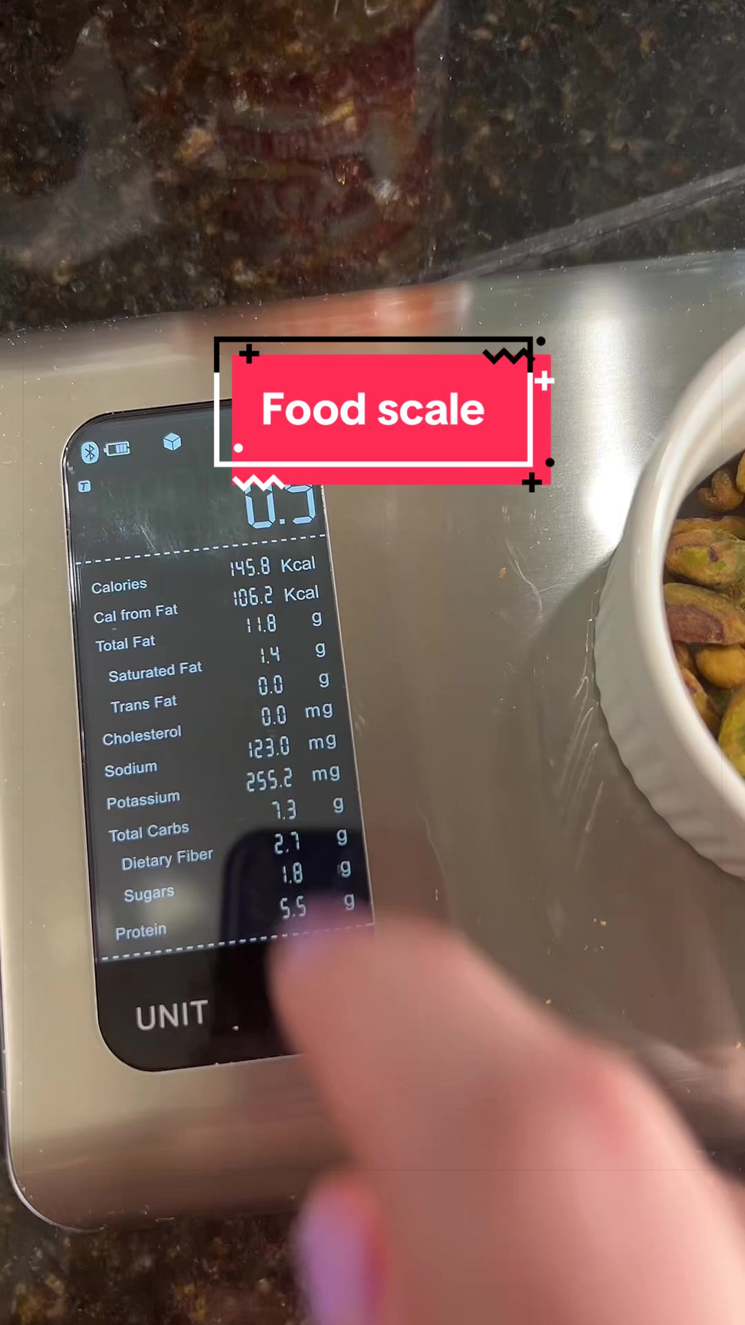TikTok post by @simple.stace for Etekcity. Caption reads: [...] turns your diet into a game 🤔@Etekcity....