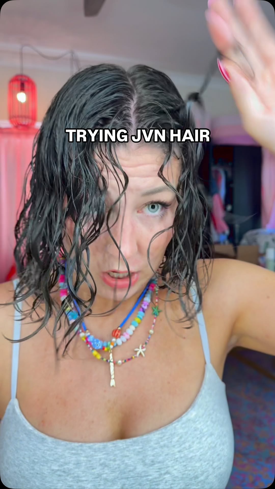 Instagram post by @reagan.baylee for JVN Hair. Caption reads: CURLY HAIR 👩🏼‍🦱🤪 you guys swore by this....