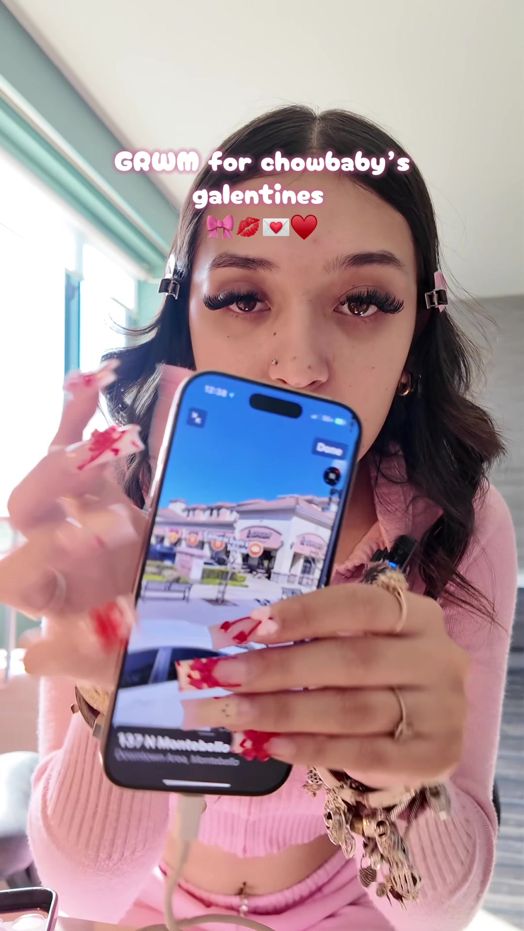 TikTok post by @baabytrinity for Benefit Cosmetics. Caption reads: [...] BEAUTY @Huda Beauty @rhode skin @Benefit....