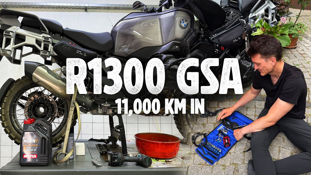 YouTube post by @SeanandEmily for LITELOK. Caption reads: After 11,000 km, It Was Time – Servicing the BMW....