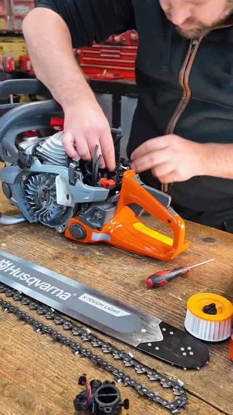 Instagram post by @machinery_nation for Husqvarna. Caption reads: [...] apart the brand NEW Fuel Injected Husqvarna....