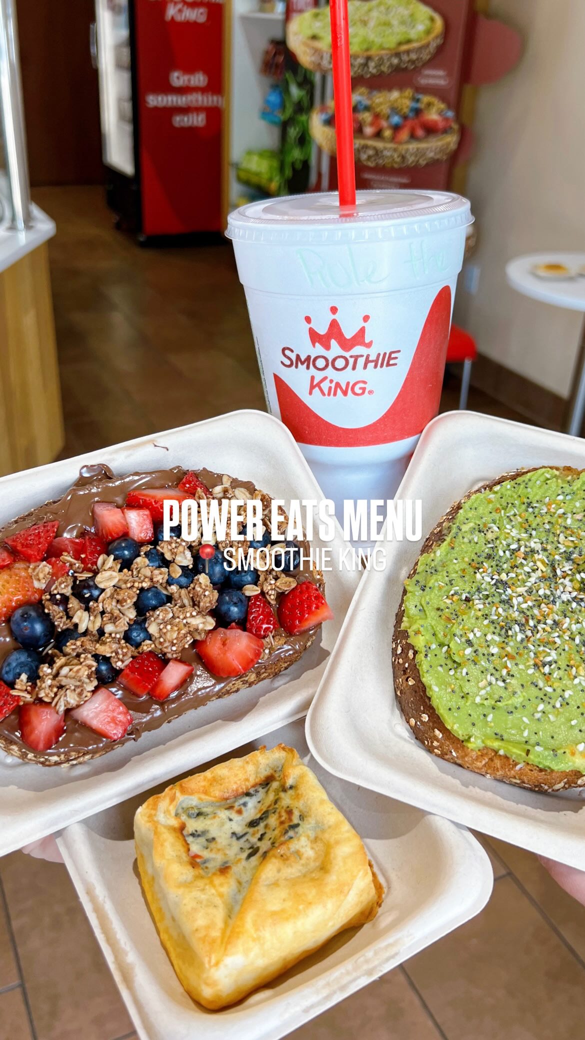 Instagram post by @dallas_foodie_snob for Smoothie King. Caption reads: All you need to fuel your day is a @SmoothieKing....