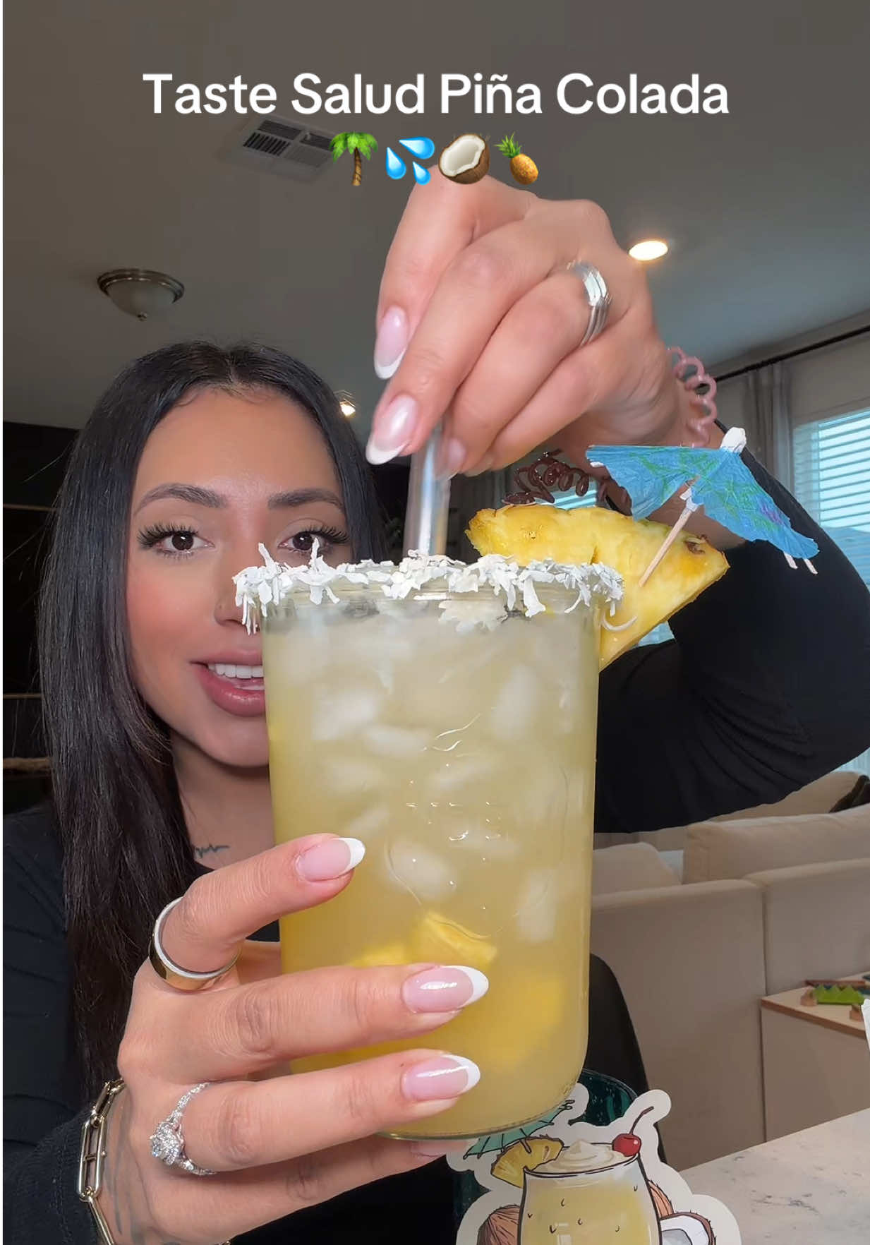 TikTok post by @modernmexicancasita for Taste Salud. Caption reads: This piña colada flavor is perfect for the summer....