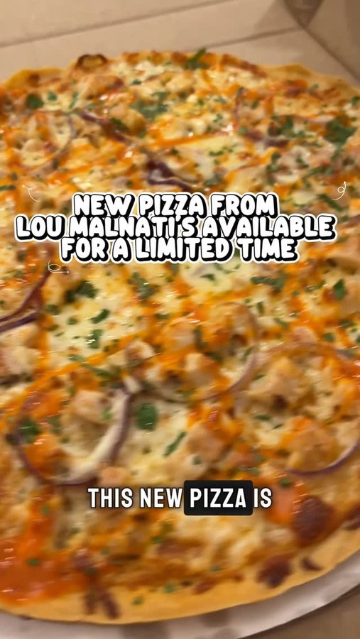 Instagram post by @chicagobeer for Lou Malnati's. Caption reads: A must try before it’s gone. The BuffalLou Chicken....