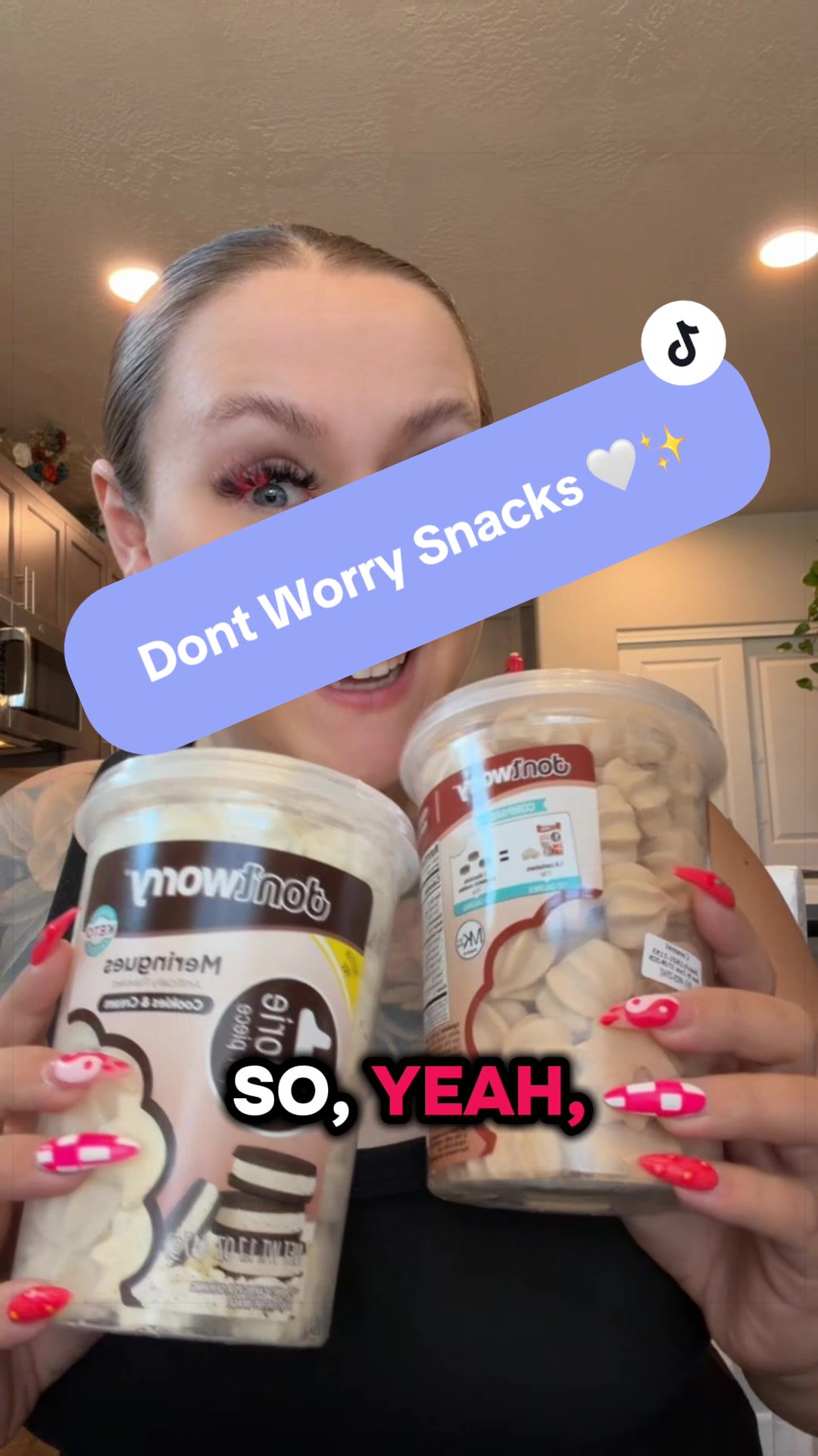 TikTok post by @sierra_alamos_ for dontworry snacks. Caption reads: [...] gluten free, keto friendly ✨ @dontworry....