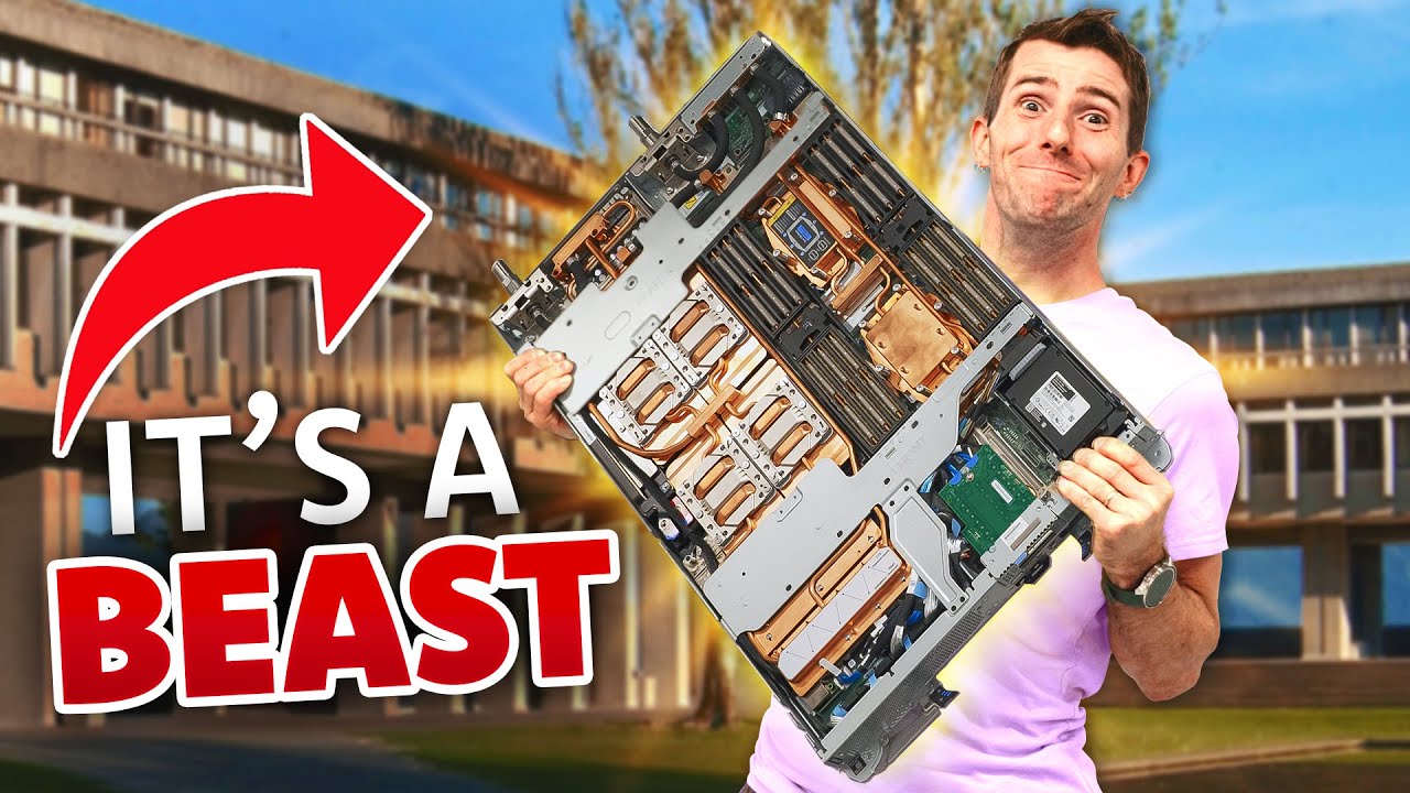 YouTube post by @LinusTechTips for Vessi. Caption reads: They let me take apart a SUPER COMPUTER.