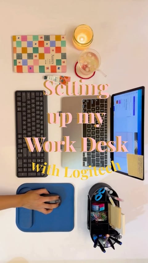 Instagram post by @threadncrumbs for Logitech. Caption reads: [...] little work desk upgrade ✨ With my new....