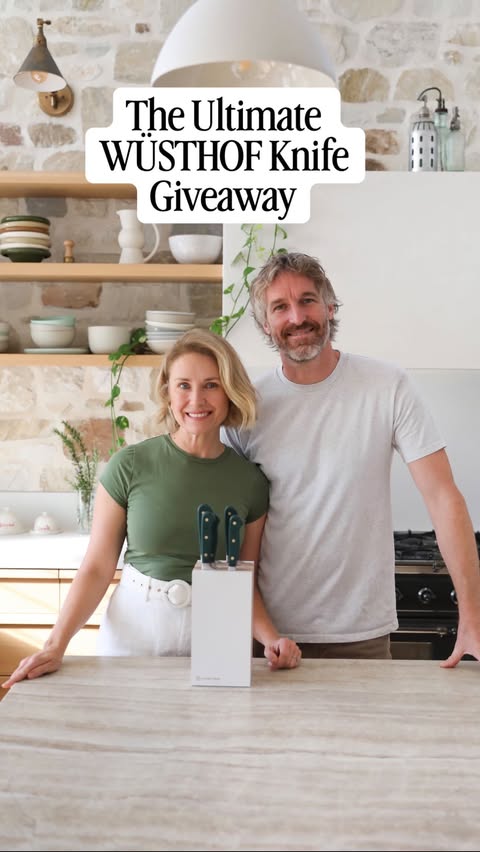 Instagram post by @darrenrobertsonfood for WÜSTHOF. Caption reads: 🔪 GIVEAWAY TIME 🔪 We are so excited to giveaway....
