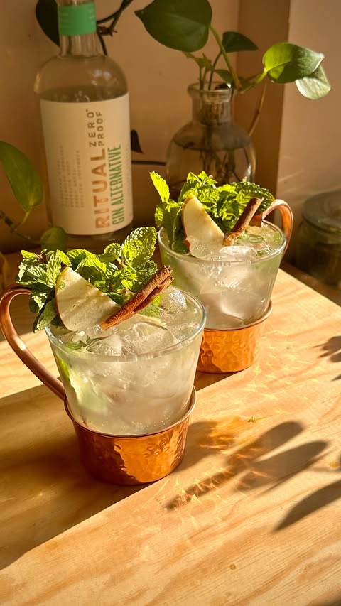 Instagram post by @jarbae for Ritual Zero Proof. Caption reads: Comice Spiced Pear Mule Mocktail 🍐

#Ad This....