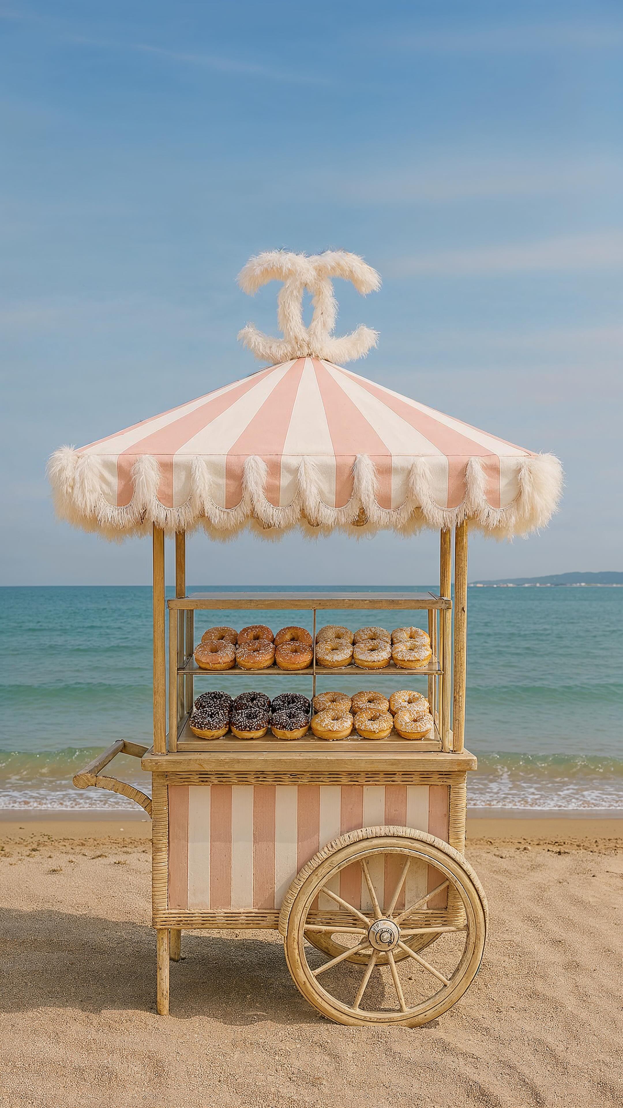 Instagram post by @giulia_art_ai for Cosmopolitan. Caption reads: 🪽Chanel Beach experience 🌸 imagined by....