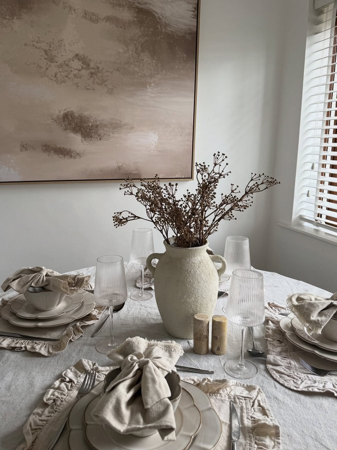 Instagram post by @samanthashome20 for DUSK. Caption reads: #diningarea #kitchendiner #artwork #canvas....