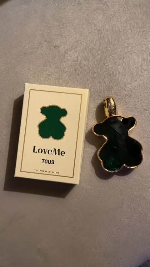 Instagram post by @skaliie for TOUS. Caption reads: my current perfume Tous Love Me - The Emerald....