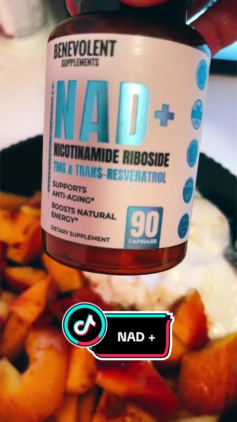 TikTok post by @chennique_ for Benevolent Nourishment. Caption reads: NAD+ Supplement 2 Pack @Benevolent.Nourishment....