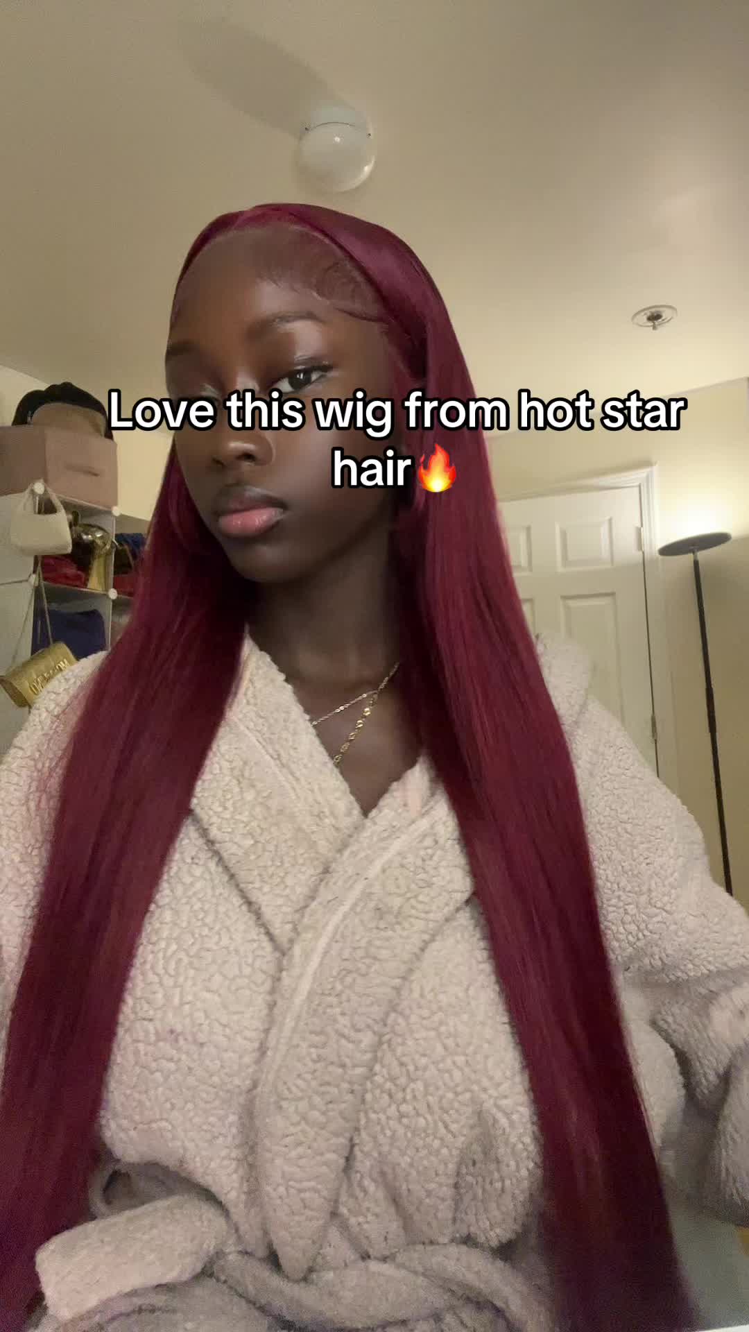 TikTok post by @h.ersheydoll for Hotstarhair.com. Caption reads: The only company I’m getting colored hair from....
