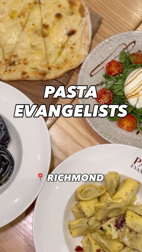 Instagram post by @mga.eats for Pasta Evangelists. Caption reads: 💌 | Pasta Evangelists - Richmond 

Not halal but....