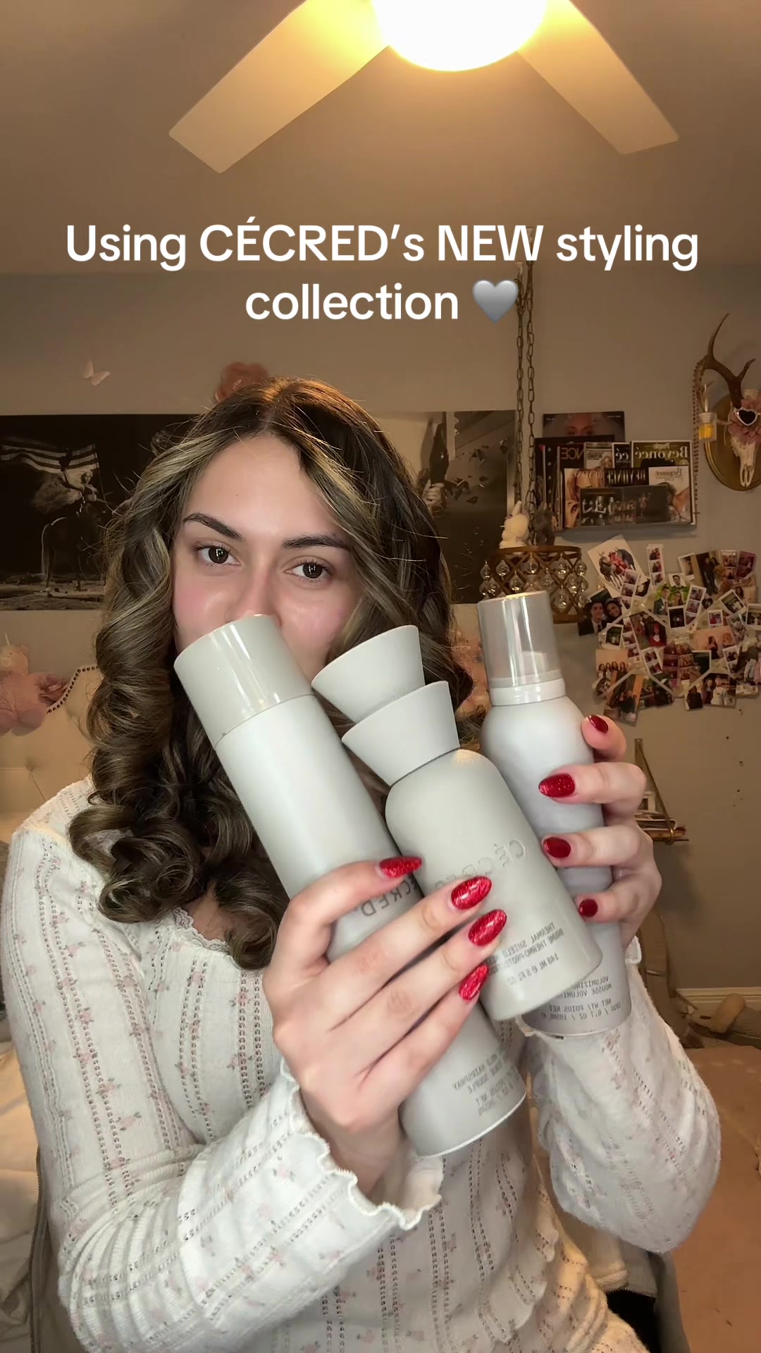 TikTok post by @claire.cundieff for Cécred. Caption reads: [...] the heat. Body the look. Using CÉCRED’s new....