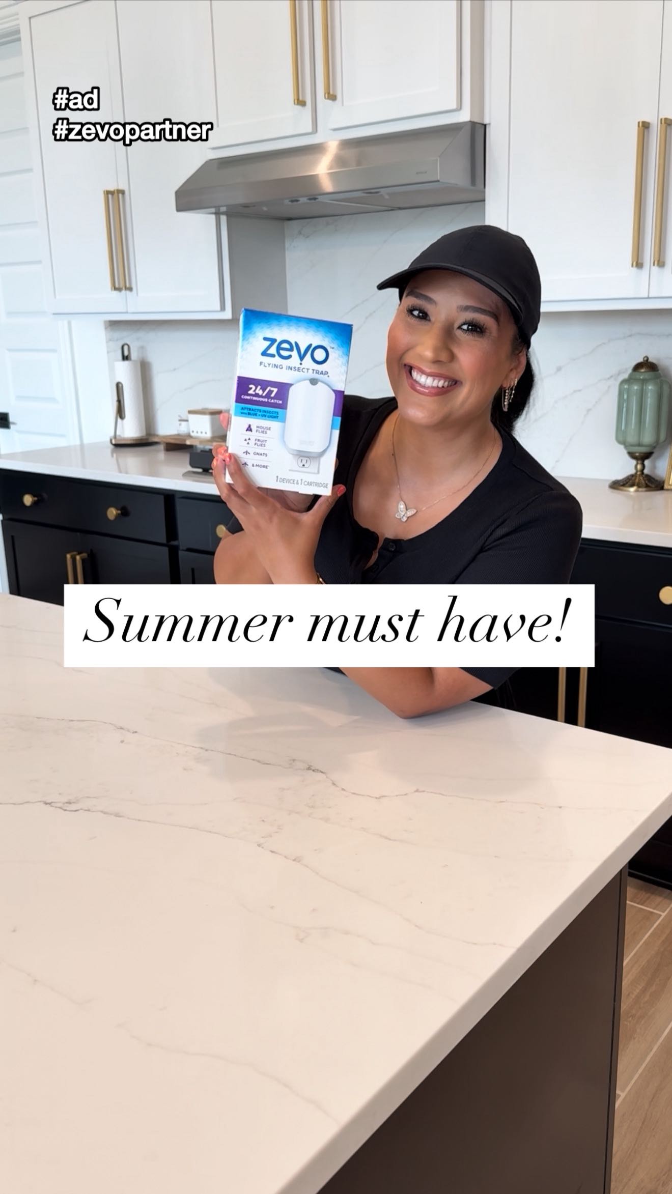 Instagram post by @vanesa_amaro_ for Zevo. Caption reads: #ad #Zevopartner I love summer, but not the bugs....