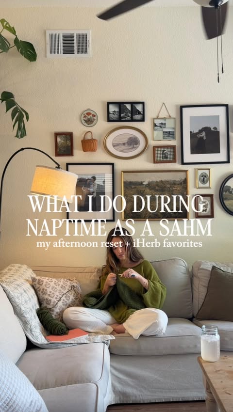 Instagram post by @hannnahmitchelll for iHerb. Caption reads: #iHerbInfluencer [ad] Nap time = my favorite [...].