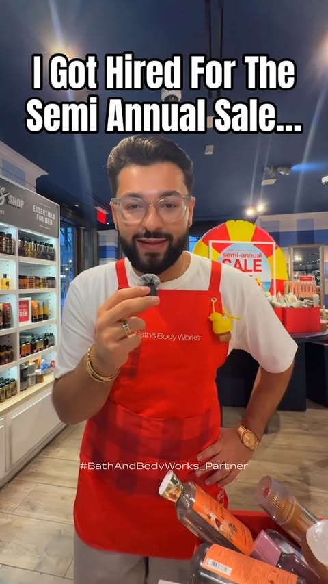 Instagram post by @paulreactss for Bath & Body Works. Caption reads: #ad They said “help organize the store” … so I....