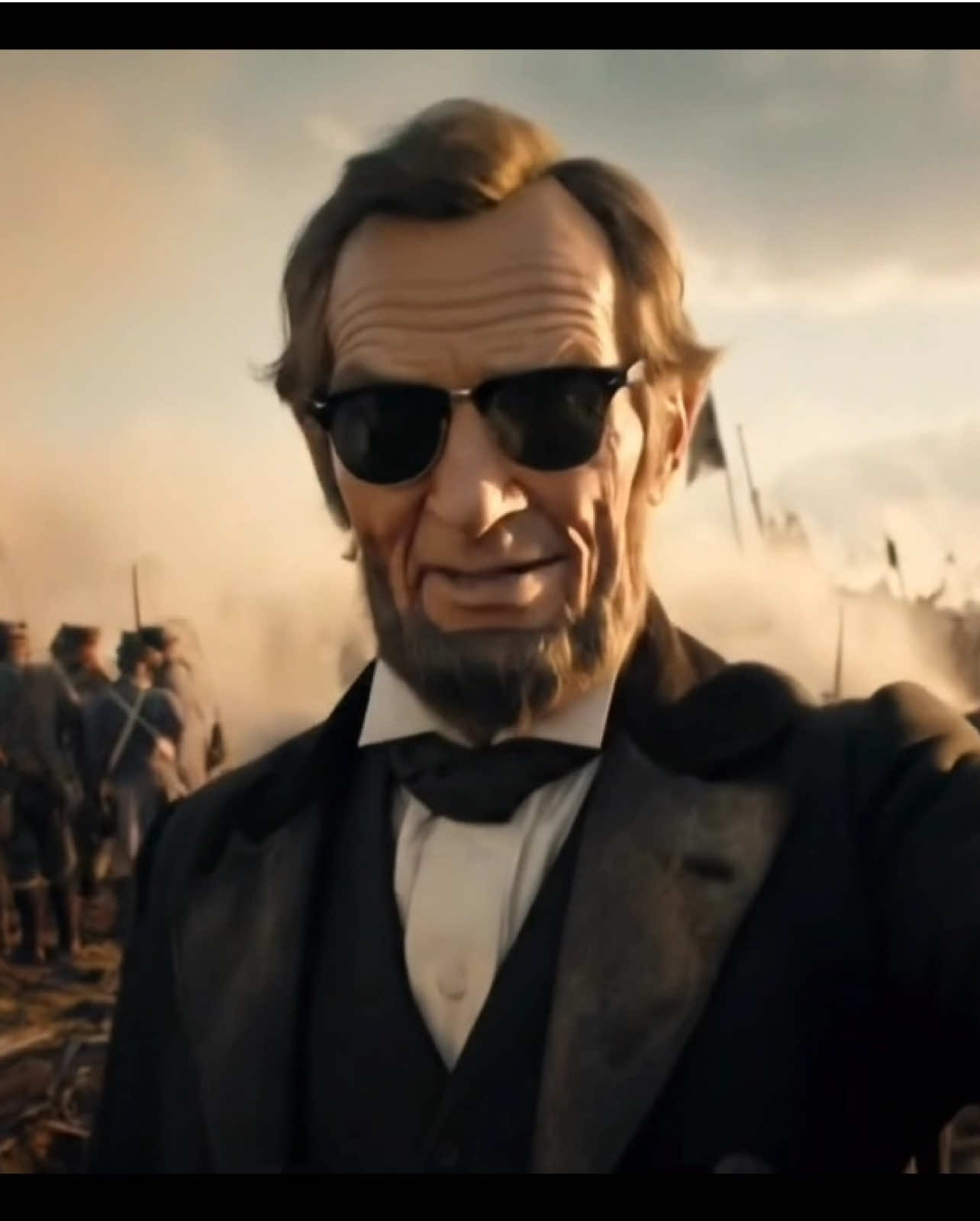 TikTok post by @historydad_ai for HISTORY. Caption reads: When you talk big but Honest Abe actually pulls up....