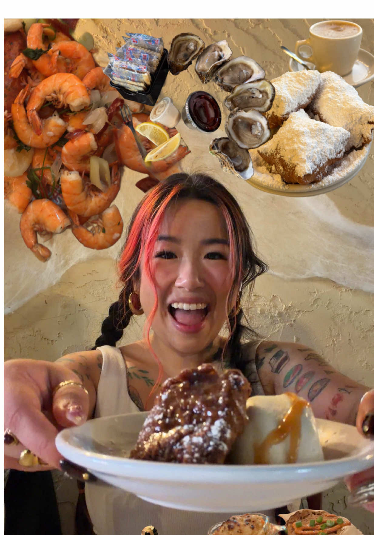 TikTok post by @cylovesfrogs for Viator. Caption reads: Everything I Ate in New Orleans! When you’re on....